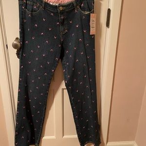 BNWT Lilly Pulitzer jeans with pink whales. Size 12.